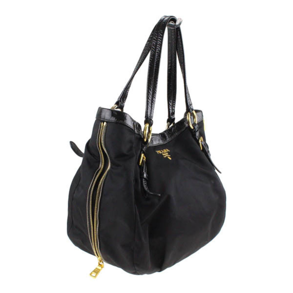 Prada Pocono Tote Ladies Shoulder Bag Nylon X Enamel Black - Picture 4 of 9